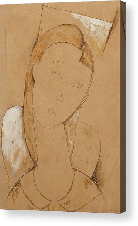 Modigliani Acrylic Print featuring the painting Young Woman Giovane Donna by Amedeo Modigliani