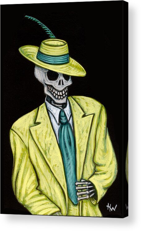 Skeleton Acrylic Print featuring the painting Zoot of the Living Dead by Holly Wood