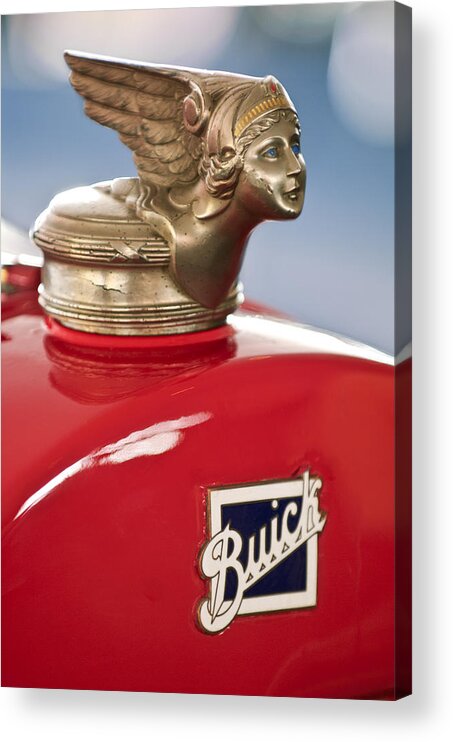 1928 Buick Custom Speedster Acrylic Print featuring the photograph 1928 Buick Custom Speedster Hood Ornament by Jill Reger