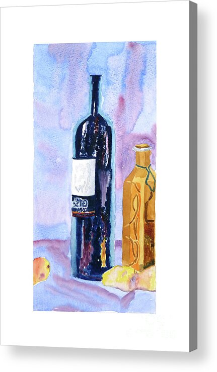 Bottles Acrylic Print featuring the painting Bottles by Godwin Cassar