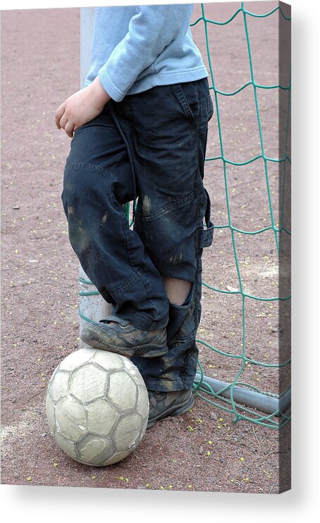 Ball Acrylic Print featuring the photograph Boy with soccer ball by Matthias Hauser