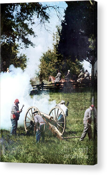 American Acrylic Print featuring the photograph Confederate Soldiers at the Canon #1 by Stephanie Frey