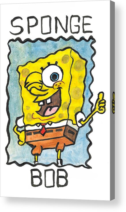 Sponge Acrylic Print featuring the drawing Draw a Sponge #1 by Ana Tirolese