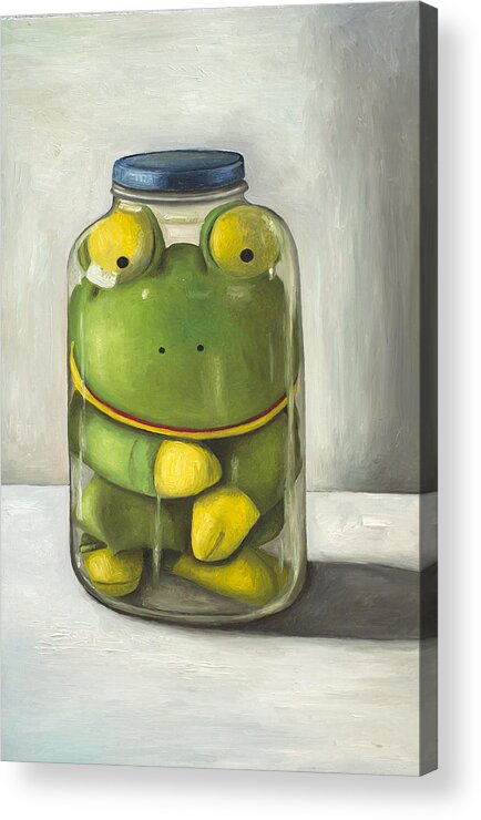 Frog Acrylic Print featuring the painting Preserving Childhood #1 by Leah Saulnier The Painting Maniac