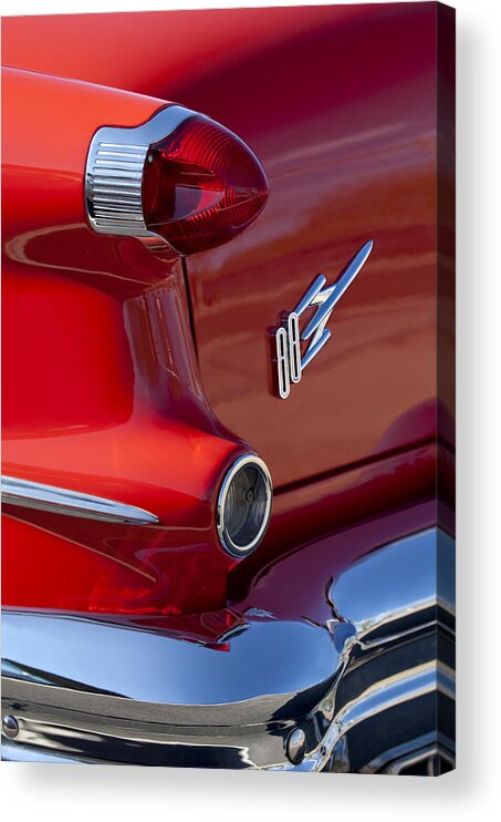 1956 Oldsmobile 88 Acrylic Print featuring the photograph 1956 Oldsmobile 88 Taillight Emblem by Jill Reger