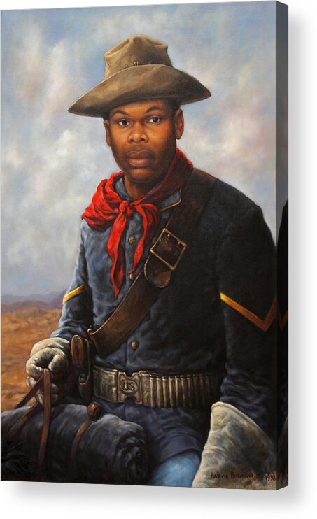 Buffalo Soldier Acrylic Print featuring the painting American Buffalo Soldier by Harvie Brown