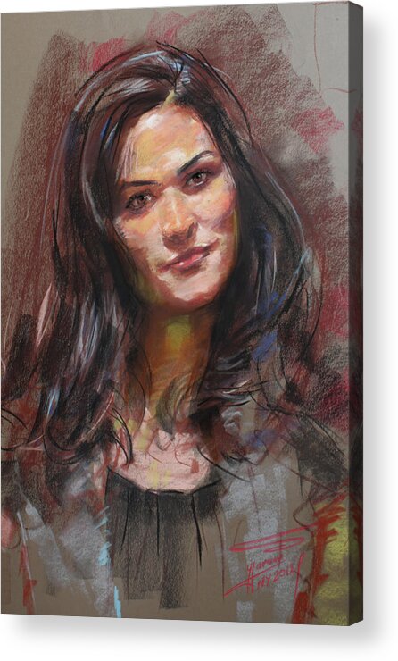 Ana Acrylic Print featuring the pastel Ana 2012 by Ylli Haruni