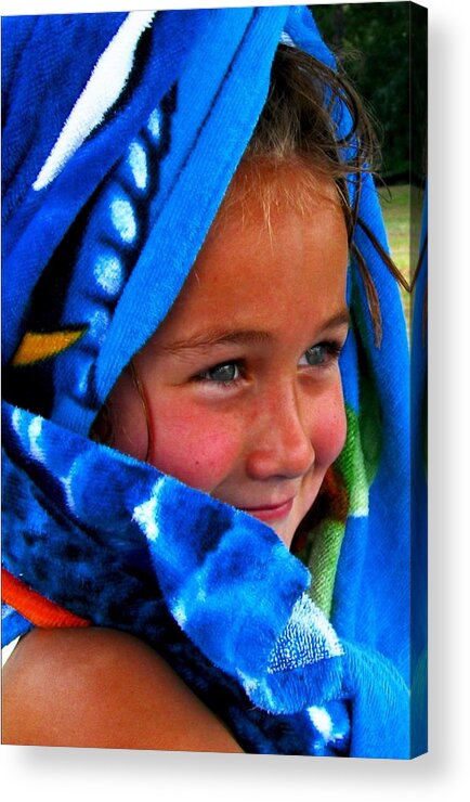 Little Girl Acrylic Print featuring the digital art Baby Blue Eyes by Carrie OBrien Sibley