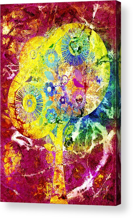 Abstract Acrylic Print featuring the mixed media Birds Of A Feather 2 by Angelina Tamez