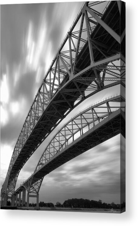 Port Acrylic Print featuring the photograph Black and White Blue Water Bridge by Gordon Dean II