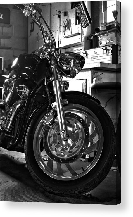 Motorcycle Acrylic Print featuring the photograph Black Chrome by Peter Chilelli