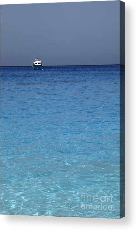 Vertical Acrylic Print featuring the photograph Blue Boat by Milena Boeva