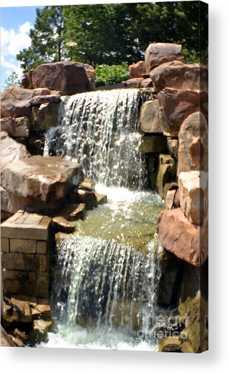 Waterfall Acrylic Print featuring the photograph Botanical Garden Waterfall by Roxann Whited