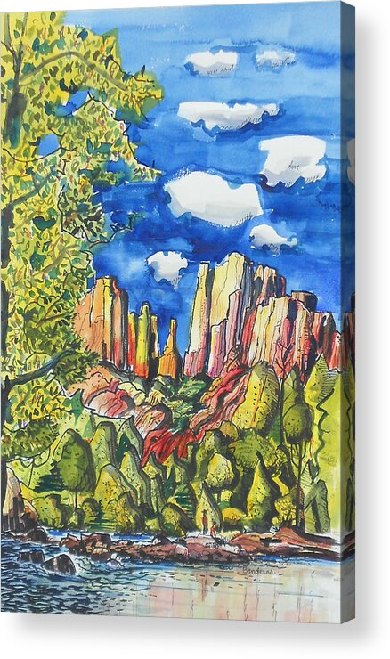 Ink Acrylic Print featuring the painting Bright Spring Day by Terry Banderas