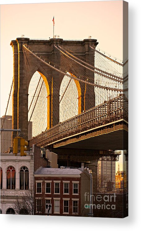 New York Acrylic Print featuring the photograph Brooklyn bridge - New York by Luciano Mortula