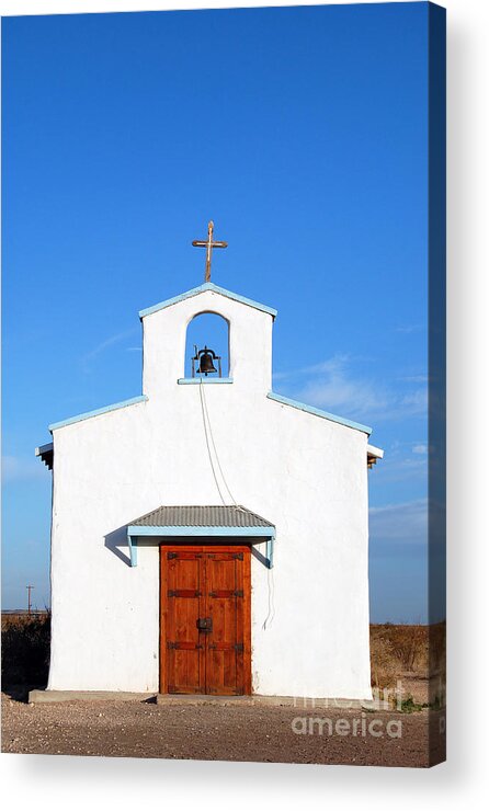 Travelpixpro West Texas Acrylic Print featuring the photograph Calera Mission Chapel Facade in West Texas by Shawn O'Brien
