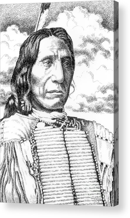 Jim Bridger Acrylic Print featuring the drawing Chief-Red-Cloud by Gordon Punt