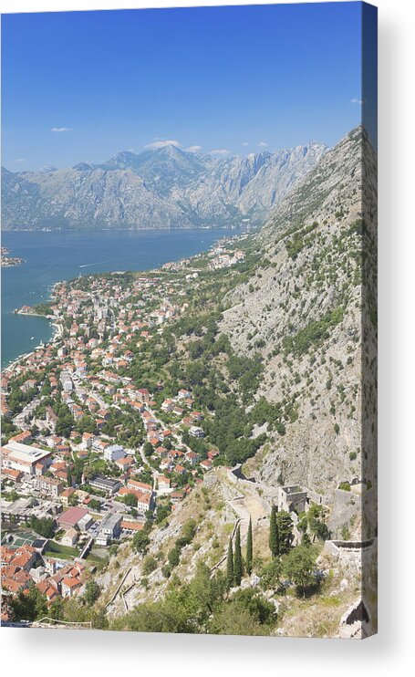 Vertical Acrylic Print featuring the photograph City Wall, Kotor, Boka Kotorska, Montenegro by Laurie Noble