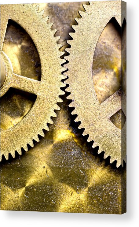 John Acrylic Print featuring the photograph Gears From Inside A Wind-up Clock by John Short