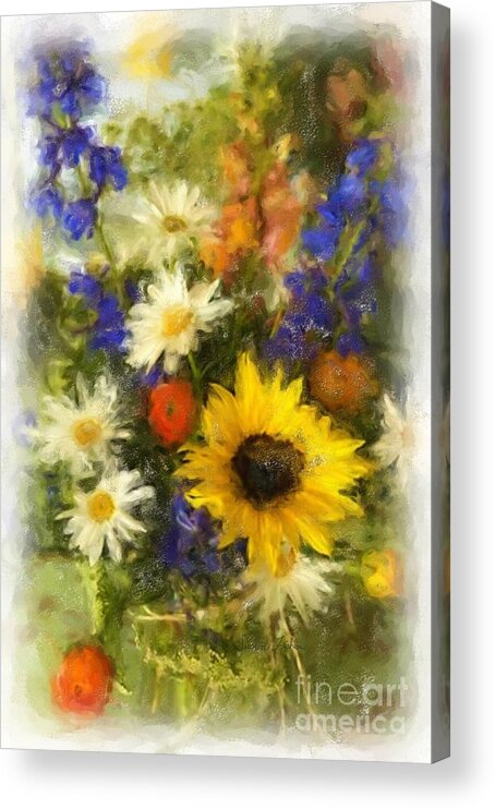 Flowers Acrylic Print featuring the pastel Happy Bunch by Susan Fisher