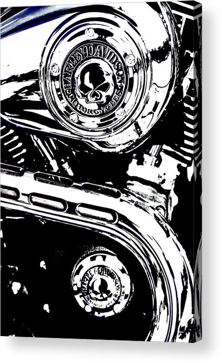 Black And White Acrylic Print featuring the photograph Harley Skulls by Randall Cogle