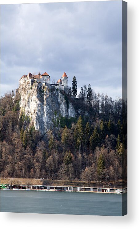 Bled Acrylic Print featuring the photograph Lake Bled castle by Ian Middleton