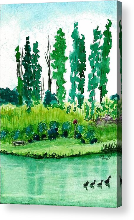 Watercolor Acrylic Print featuring the painting Lombardi Poplars by David Bartsch