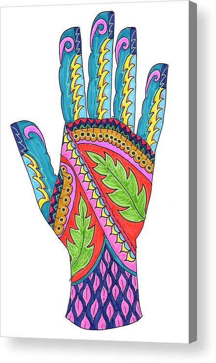 Hand Acrylic Print featuring the drawing Mehndi Pop Art XI by Suzan Sommers