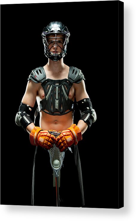High School Acrylic Print featuring the photograph Mens Lacrosse Player by Jim Boardman