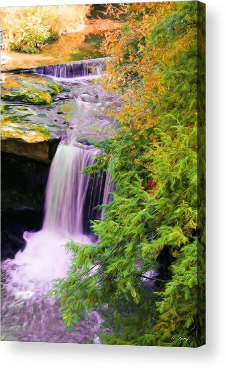 Mill Creek Metropark Acrylic Print featuring the painting Mill Creek Waterfall by Michelle Joseph-Long