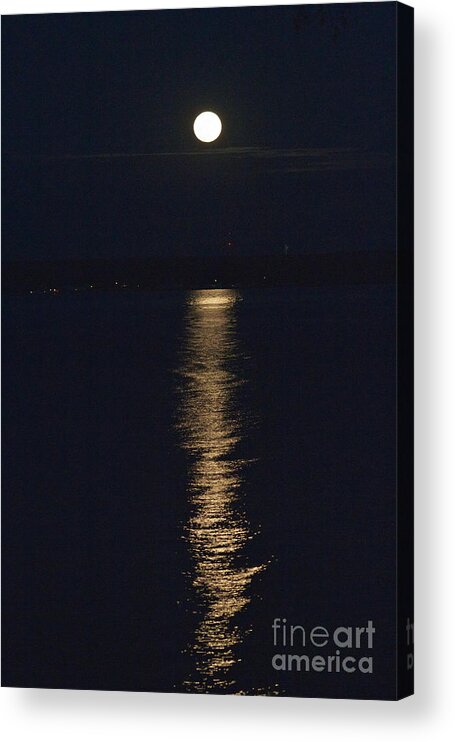 Moon Acrylic Print featuring the photograph Moon over Seneca Lake by William Norton