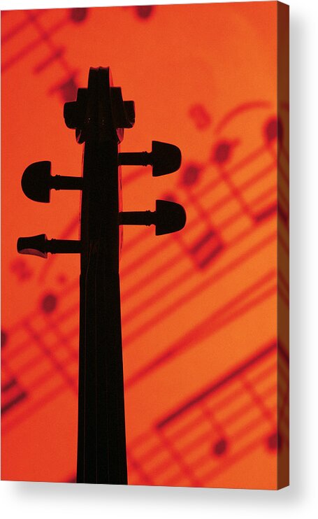 Cut Out Acrylic Print featuring the photograph Neck Of Violin Sheet Music by Comstock