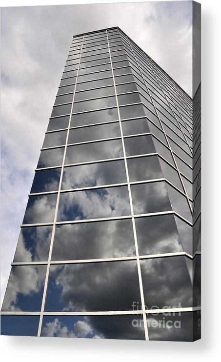 Clouds Acrylic Print featuring the photograph Office Building in the Clouds by Gary Whitton