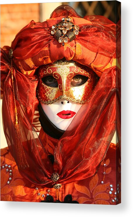 Venice Carnival Acrylic Print featuring the photograph Orange Arab Portrait by Donna Corless