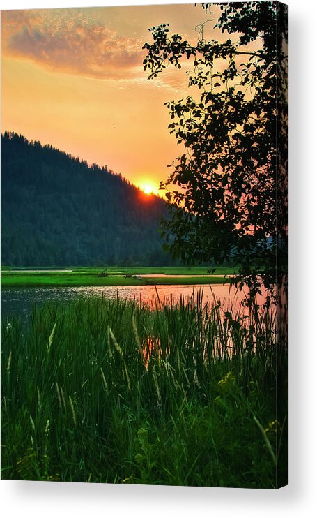 Lake Acrylic Print featuring the photograph Pack River Delta Sunset 2 by Albert Seger