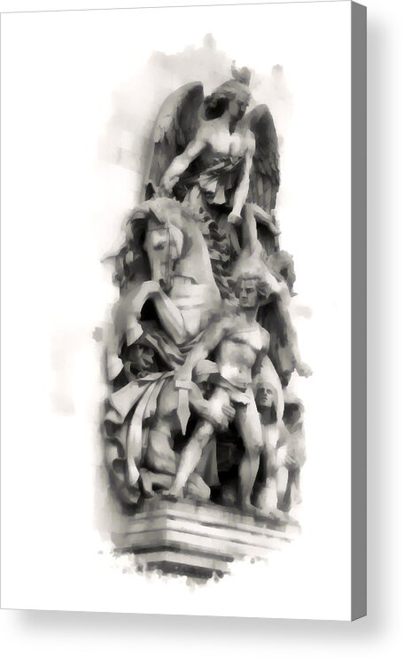 B&w Acrylic Print featuring the photograph Paris Statuary by Gordon Engebretson