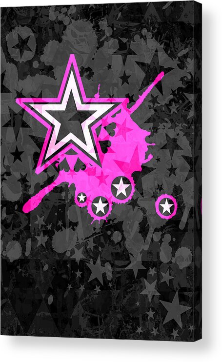 Pink Star Acrylic Print featuring the digital art Pink Star 3 of 6 by Roseanne Jones