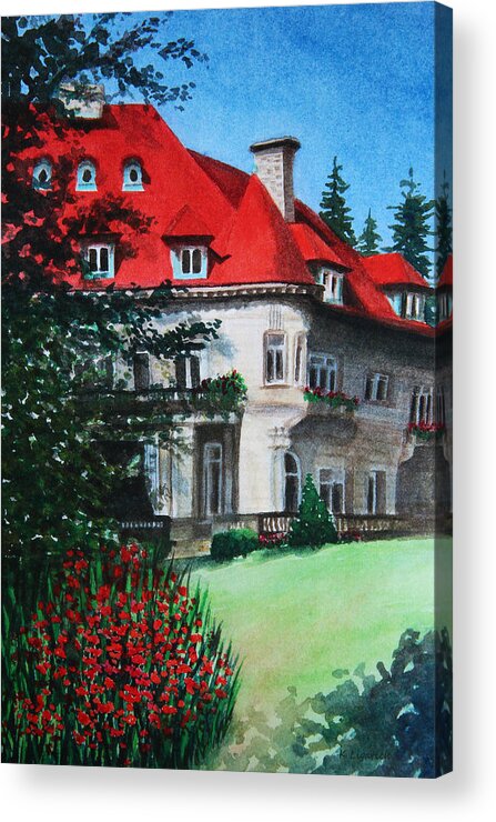 Pittock Mansion Acrylic Print featuring the painting Pittock Mansion - Portland Oregon by Kerri Ligatich