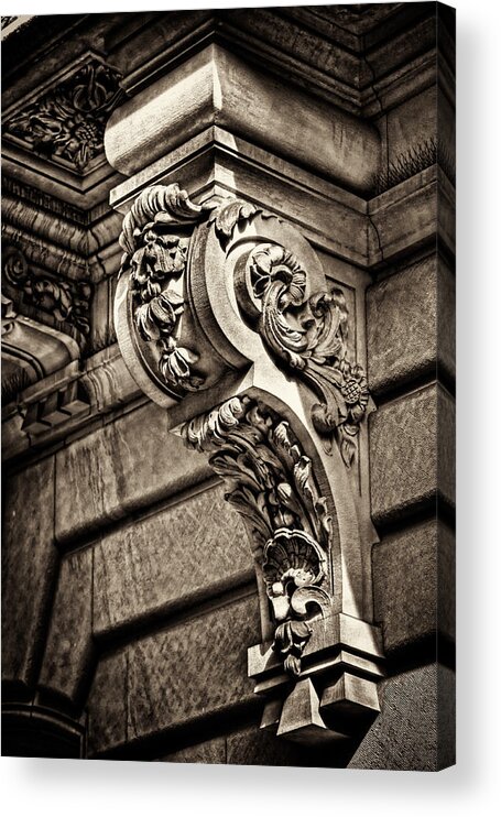 Ny Acrylic Print featuring the photograph Poland Consulate Facade Detail by Val Black Russian Tourchin