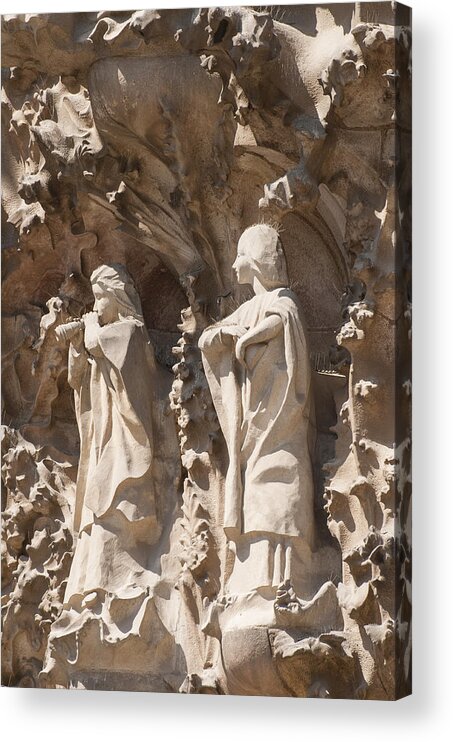 Sagrada Familia Acrylic Print featuring the photograph Sagrada Familia Nativity Facade Detail by Matthias Hauser