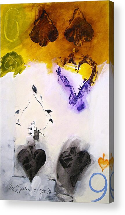 Abstract Painting Acrylic Print featuring the painting Six of Spades 15-52 by Cliff Spohn