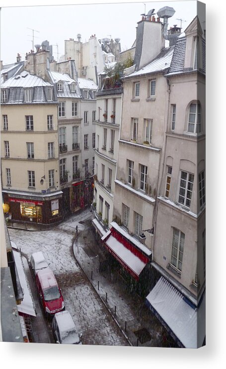 Latin Quarter Acrylic Print featuring the photograph Snowy Morning Paris Latin Quarter by Amelia Racca