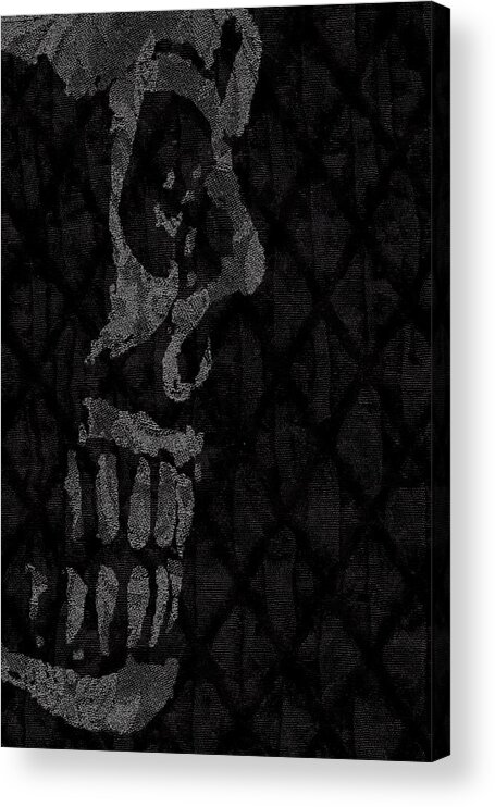 Skull Acrylic Print featuring the digital art Sombre Skull by Roseanne Jones