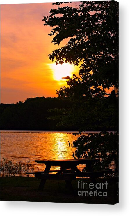 Sunset On The Lake Prints Acrylic Print featuring the photograph Sunset on the Lake by Lila Fisher-Wenzel