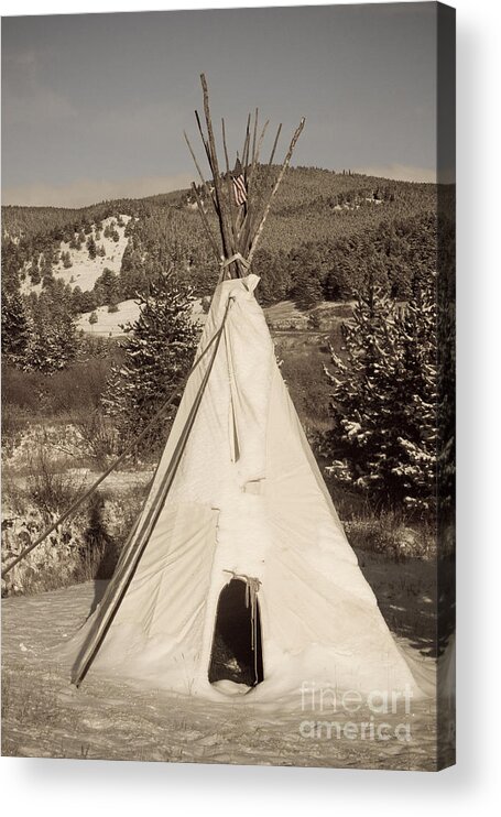 Native Acrylic Print featuring the photograph Teepee in the Snow by James BO Insogna