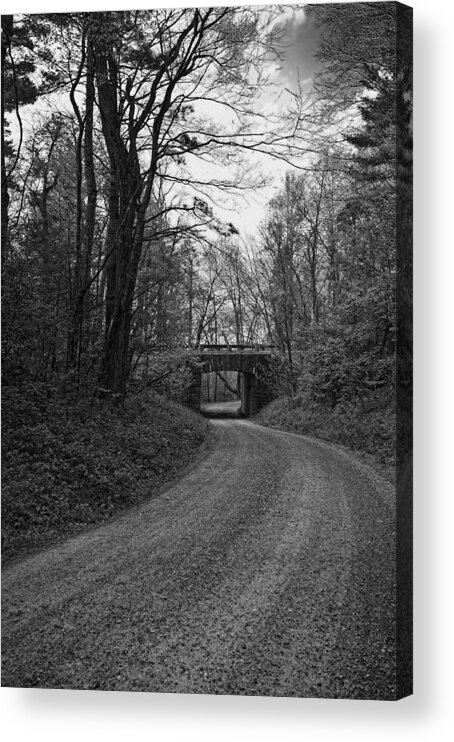 Blue Ridge Parkway Acrylic Print featuring the photograph The Overpass in Black and White by Wayne Denmark