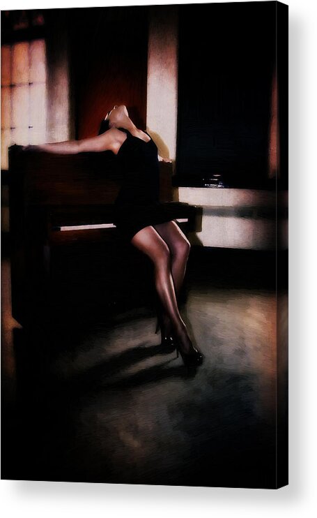 Piano Acrylic Print featuring the digital art The Piano Girl by Diane Dugas