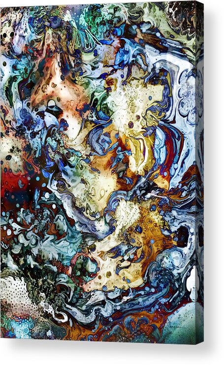 Abstract Acrylic Print featuring the digital art Three Dogs by Frances Miller