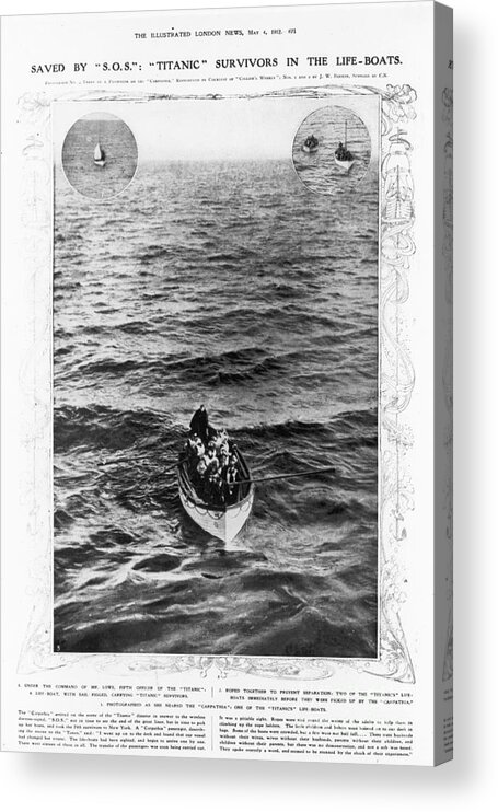 1912 Acrylic Print featuring the photograph Titanic: Life-boat, 1912 by Granger