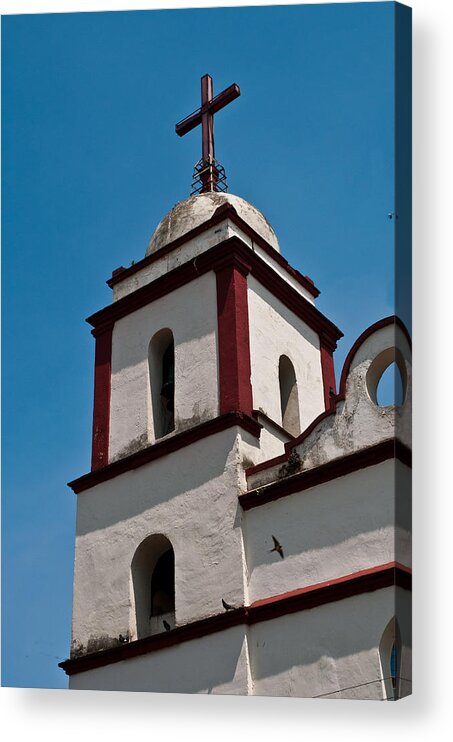 Fortin De Las Flores Acrylic Print featuring the photograph Tower and Cross by Robert Swinson
